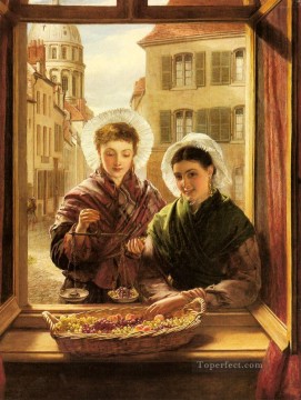  Wind Oil Painting - At My Window Boulogne Victorian social scene William Powell Frith